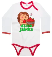 Body dla niemowląt - Body dziecięce Wesoły Jeż Z Czerwonymi Jabłkami Na Dzień Jabłka 86/92 - miniaturka - grafika 1