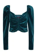 Bluzki damskie - Bluzka Pepe Jeans Dua Lipa Jara Velvet Crop Top-M - miniaturka - grafika 1