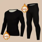 Inne - Męska jesienno-zimowa ciepła bielizna termoaktywna, z długim rękawem, koszulka z okrągłym dekoltem i spodnie, zestaw bazowy, odzież outdoorowa. - miniaturka - grafika 1