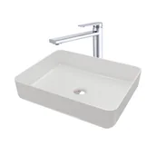 Umywalki - Umywalka nablatowa GranMaster LIVIA biała - zestaw z korkiem klik klak i baterią 1 szt. - miniaturka - grafika 1