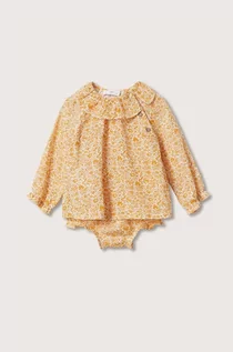 Bluzki damskie - Mango Kids Mango Kids bluzka bawełniana dziecięca Arezzo kolor żółty wzorzysta - grafika 1