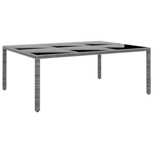 vidaXL Stół ogrodowy, 200x150x75 cm, szkło i rattan PE, szary - Stoły ogrodowe - miniaturka - grafika 1
