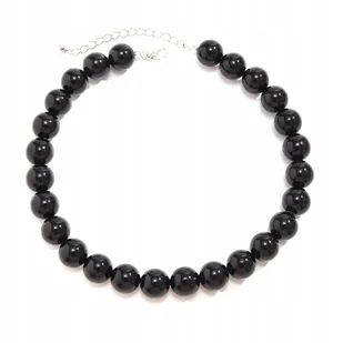 Piękny, czarny naszyjnik, duże czarne korale - 16 mm, długość 50 cm - Naszyjniki - miniaturka - grafika 1