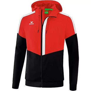 ERIMA męska bluza sportowa z kapturem, czerwona/czarno-biała, L - Bluzy męskie - miniaturka - grafika 1