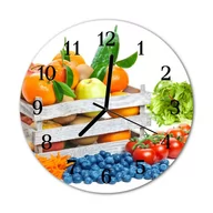 Zegary - Zegar na szkle na ścianę Okrągły Warzywa Kuchenny - miniaturka - grafika 1
