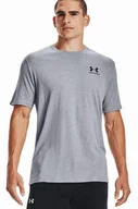 Koszulki męskie - Koszulka męska Under Armour szara Left Chest Short Sleeve Shirt - miniaturka - grafika 1