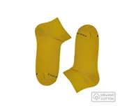 Skarpetki męskie - Musztardowe stopki z bawełny organicznej - miniaturka - grafika 1
