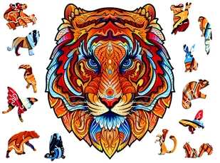 Puzzle Drewniane Premium 3D Układanka dla dorosłych Tygrys L Zwierzęta Adawoo - idealne na prezent na Święta, Urodziny, Imieniny, Walentynki - Puzzle - miniaturka - grafika 1