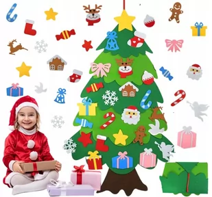 CHOINKA Z FILCU BOŻE NARODENIA Z OZDOBAMI 26 SZT NA RZEPY DIY [SE-CH1] - Ozdoby bożonarodzeniowe - miniaturka - grafika 1