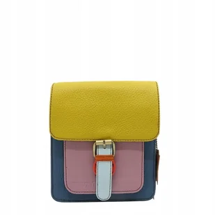 Torebka damska listonoszka kolorowa ze skrawków skórzana eko OLIVKA - Torebki damskie - miniaturka - grafika 1