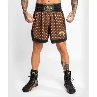 Spodnie sportowe męskie - Venum Spodenki Bokserskie Boxing Shorts Monogram Black/Brown - grafika 1