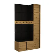 Meble do przedpokoju - Garderoba półszafa z nadstawką szafka na buty meble do przedpokoju z panelami tapicerowanymi ORION 16 dąb artisan biały grafit - miniaturka - grafika 1