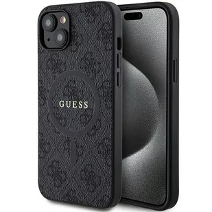 Etui Guess GUHMP15SG4GFRK Apple iPhone 15 / 14 hardcase 4G Collection Leather Metal Logo MagSafe czarny/black - Etui i futerały do telefonów - miniaturka - grafika 1
