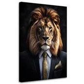 Obrazy i zdjęcia - Feeby Obraz na płótnie, Lew Zwierzęta w garniturze 80x120cm - miniaturka - grafika 1