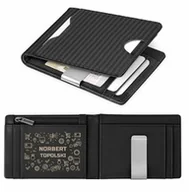 Portfele - Smart portfel skórzany z grawerem w kolorze czarnym dla niego geeka - Karbonowy - miniaturka - grafika 1
