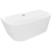 Wanny - Mexen Oval Slim wanna wolnostojąca przyścienna 170 x 80 cm, biała, przelew różowe złoto - 52661708000-60 - miniaturka - grafika 1