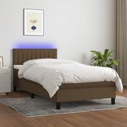 Łóżka - Lumarko Łóżko kontynentalne z materacem, brązowe, 90x200 cm, tkanina - miniaturka - grafika 1