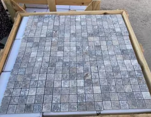 Kamień dekoracyjny trawertyn Ash Mozaika 4,8x4,8 - Kostki brukowe i krawężniki - miniaturka - grafika 1