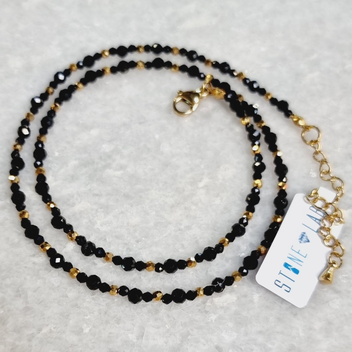 Naszyjnik czarny turmalin i spinel kamienie naturalne trendy / Stonelab