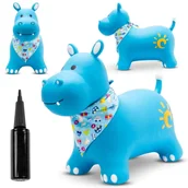 Skoczki dla dzieci - Skoczek Dla Dzieci Do Skakania Z Pompką Hipcio Niebieski Z Bandaną Sun Baby - miniaturka - grafika 1