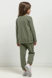 Spodnie dresowe w typie jogger dla dziecka, MMD38, zielone - Spodnie i spodenki dla dziewczynek - miniaturka - grafika 1