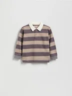 Bluzki dla niemowląt - Reserved - Bawełniany longsleeve polo - brązowy - miniaturka - grafika 1