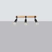 Lampy sufitowe - Zuca lampa sufitowa (spot) 3xE27 czarna/jasne drewno SL.1297 - miniaturka - grafika 1