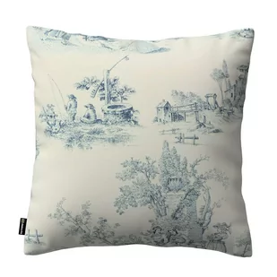 Dekoria Poszewka Kinga na poduszkę tło ecru niebieskie postacie 60 × 60 cm Avinon 105-132-66 - Poszewki na poduszki - miniaturka - grafika 1