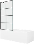 Wanny - Mexen Cubik wanna prostokątna 160 x 70 cm z obudową i parawanem 1-skrzydłowym 90 cm, czarny wzór - 550316070X9509007077 - miniaturka - grafika 1