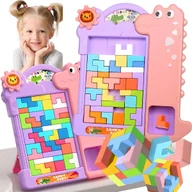 Zabawki interaktywne dla dzieci - TETRIS UKŁADANKA GRA EDUKACYJNA LOGICZNA MONTESSORI DLA DZIECI KLOCKI 3D - miniaturka - grafika 1