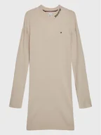 Sukienki i spódniczki dla dziewczynek - Tommy Hilfiger Sukienka dzianinowa KG0KG07157 D Écru Regular Fit - miniaturka - grafika 1