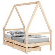 Łóżeczka i kojce - Radosne drewniane łóżko dziecięce z szufladami / AAALOE - miniaturka - grafika 1