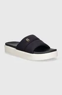 Klapki i japonki damskie - Tommy Hilfiger klapki PLATFORM POOL SLIDE damskie kolor granatowy na platformie FW0FW08218 - miniaturka - grafika 1