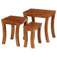 Ławy i stoliki kawowe - vidaXL 3 stoliki wsuwane pod siebie, drewno akacjowe, 50x35x50cm, brąz - miniaturka - grafika 1