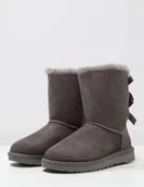 Botki damskie - Ugg Bailey Śniegowce Szare Ocieplane na Zimę Skórzane Modne Kokardy 37 Jka - miniaturka - grafika 1