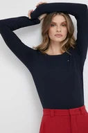 Bluzki damskie - Tommy Hilfiger longsleeve damski kolor granatowy - miniaturka - grafika 1