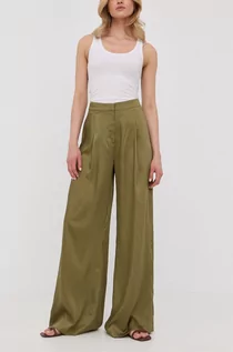 Spodnie damskie - Michael Kors MICHAEL MICHAEL spodnie damskie kolor zielony szerokie high waist - grafika 1