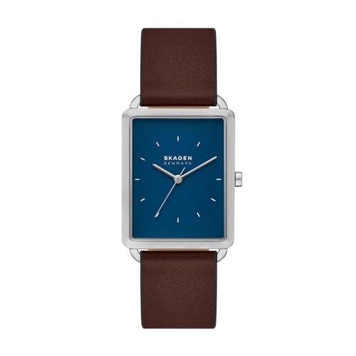 Skagen Męski analogowy zegarek kwarcowy ze skórzanym paskiem SKW6930, Brązowy