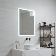Lustra - Lustro łazienkowe LED 'Scafa' ze 120 diodami LED Aluminiowa rama 45 x 60 cm Biały - miniaturka - grafika 1