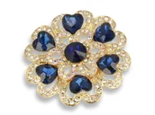 Broszki - Broszka Damska Złota Z Granatowymi Kamieniami - miniaturka - grafika 1