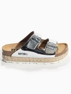 Klapki i japonki damskie - BAYTON Klapki "Alcee" w kolorze srebrnym - miniaturka - grafika 1