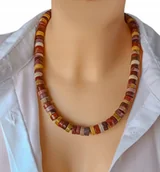 Naszyjniki - Luksusowy naszyjnik brąz beż bordo kamień MOKAIT 50cm NA PREZENT - miniaturka - grafika 1