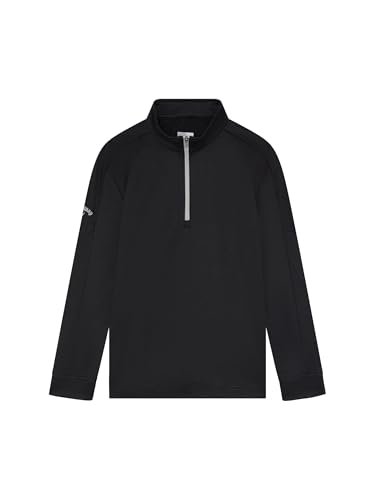 Callaway - Młodzieżowy polar golfowy sześciokątny, junior warstwa bazowa dla chłopców i dziewcząt, termiczny zamek błyskawiczny, top z długim rękawem (Caviar Black)