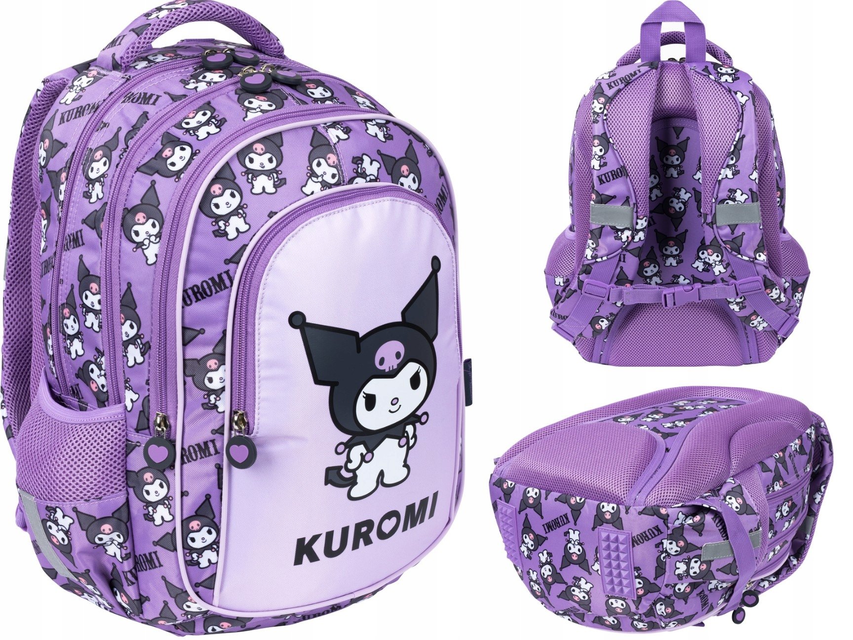 Kuromi Violet Plecak Szkolny dla Dziewczynki 4-komorowy BPL58 Tornister 1-3