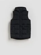 Kurtki i płaszcze dla dziewczynek - Reserved - Pikowana kamizelka z kapturem - czarny - miniaturka - grafika 1