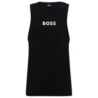 Koszulki męskie - BOSS Męski tank top STMT Vest, czarny, L, czarny, L - miniaturka - grafika 1
