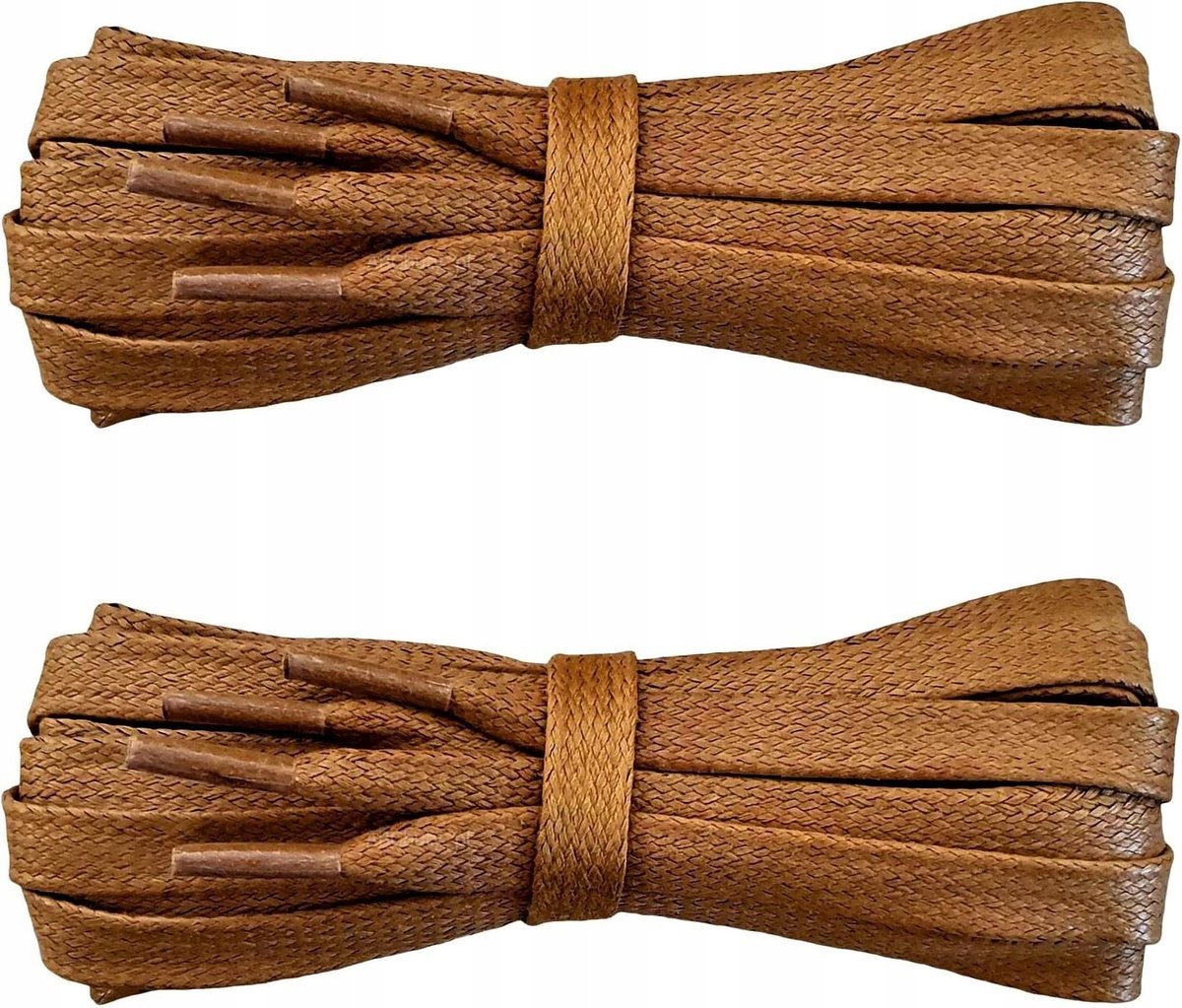 WOSKOWANE Płaskie Sznurówki JASNY BRĄZ Sznurowadła 140 cm Połysk 5mm G14-03
