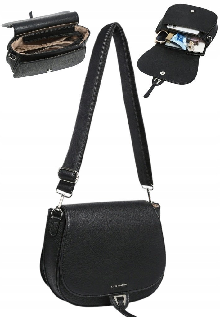 Torebka Torba Damska Listonoszka LUIGISANTO Pasek V2304 Black