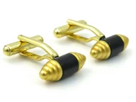 Spinki do mankietów i krawatów - Złoto-czarne spinki do mankietów U179 - miniaturka - grafika 1