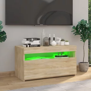 Lumarko Szafka TV z oświetleniem LED, dąb sonoma, 75x35x40 cm - Szafki RTV - miniaturka - grafika 6